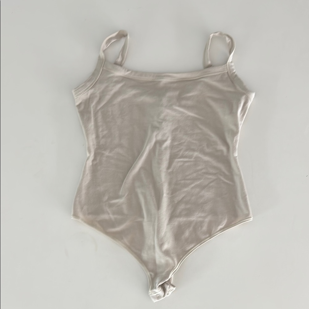 SKIMS Cream Asymmetrical Fitted Bodysuit